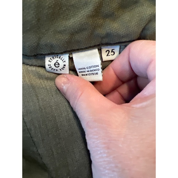 Etica Ren Olive Green Cargo Pants Women Size 25 Cotton Utility‎ Zipper Pockets - Picture 3 of 6